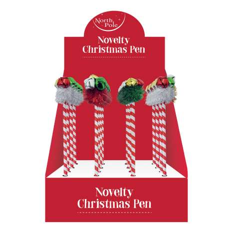 Christmas Tinsel Jingle Bell Pens - Assorted Colours