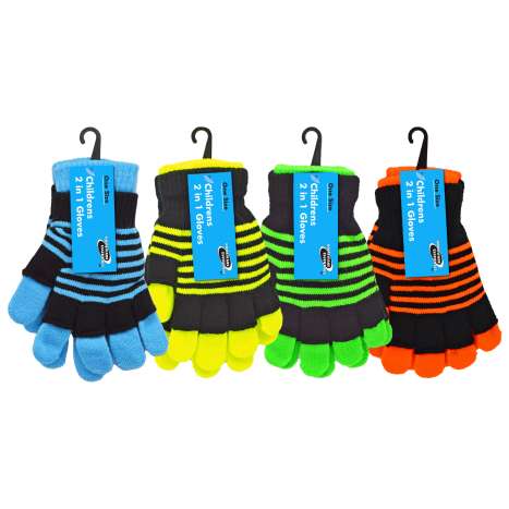 Homeware Essentials Children's 2 in 1 Gloves - Assorted Colours