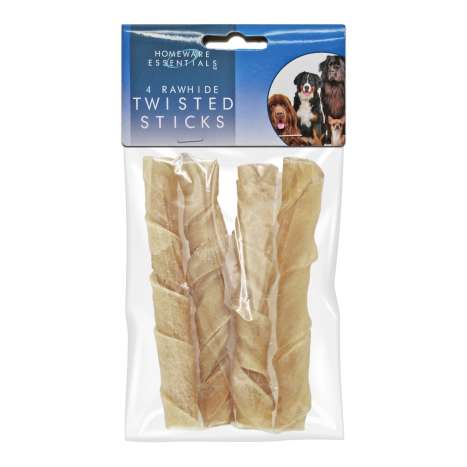 Homeware Essentials Rawhide Twisted Sticks (Approx 120g/12cm) 4 Pack