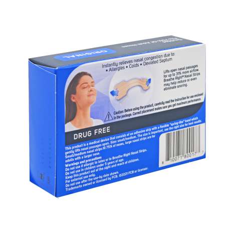 Breathe Right Nasal Strips Original (30 Pack) - Small/Medium