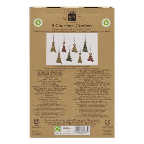 Giftmaker Christmas Crackers (12") 8 Pack - Kraft Snowflake