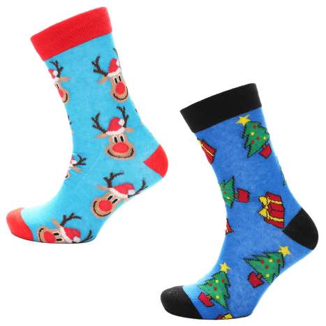 Men's Cotton Rich Christmas Socks (Size: 6-11) - Assorted Designs