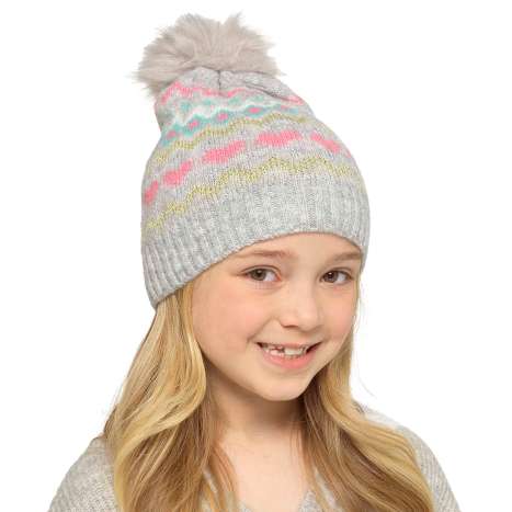 Girls Cable Hat with Pom Poms – Assorted Colours