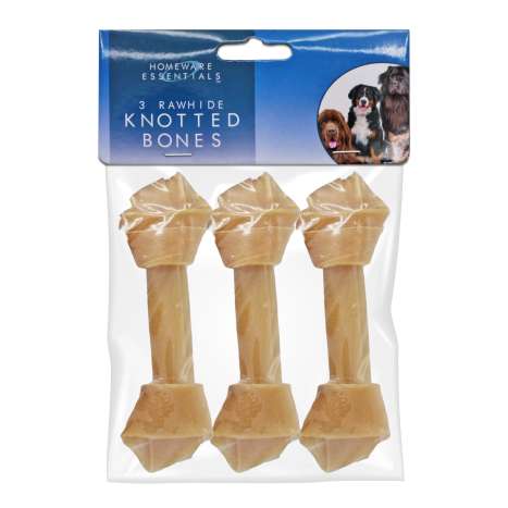 Homeware Essentials Rawhide Knotted Bones (Approx 130g/12cm) 3 Pack