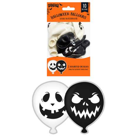 Halloween Balloons (25cm) 10 Pack - Assorted Designs