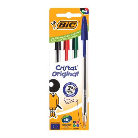 BIC Cristal Original Pens 4 Pack - Assorted Colours