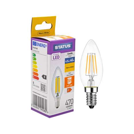 Status Filament LED Candle Light Bulb (4.5w=40w) Small Screw (E14)