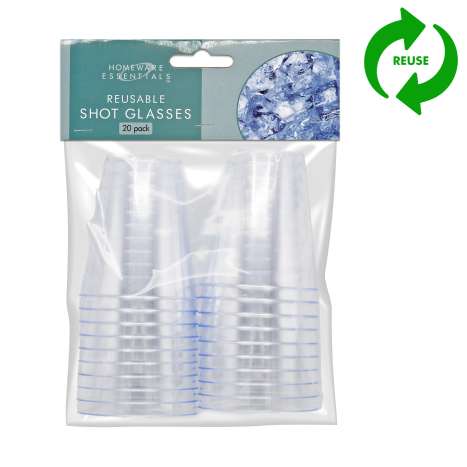 Homeware Essentials Reusable Shot Glasses (70ml) 20 Pack