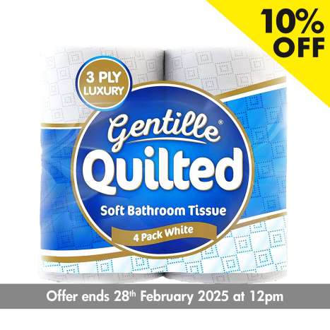 Gentille Quilted White Toilet Paper Luxury (3 Ply) 4 Pack