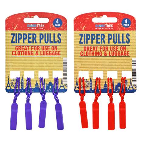Zipper Pulls 4 Pack - Assorted Colours