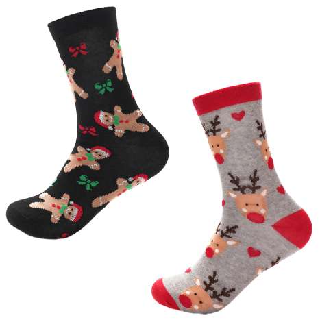 Ladies Cotton Rich Christmas Socks (Size: 4-8) - Assorted Designs