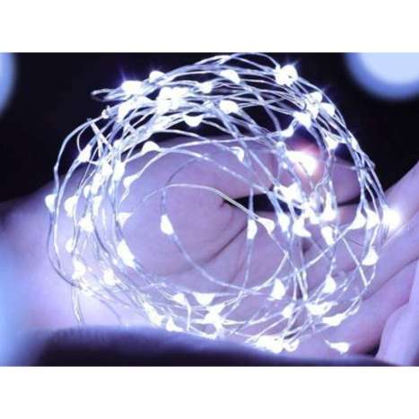 Battery Operated 50 LED Wire Pin Lights (3m) - Cool White