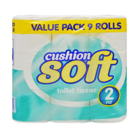 Cushion Soft White Toilet Paper (2 Ply) Value 9 Pack