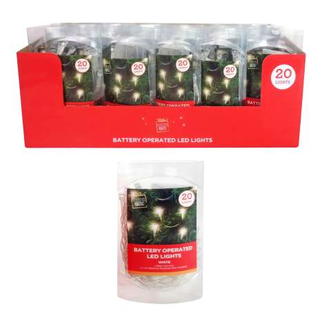 Battery Operated 20 LED Lights (1.9m) - White