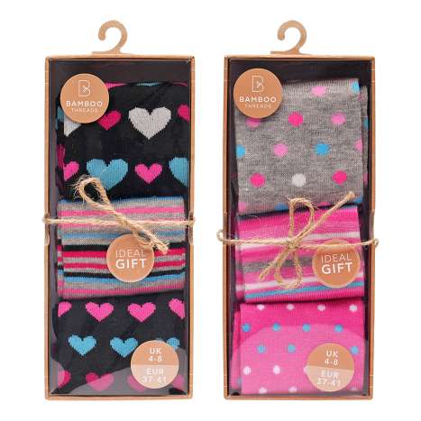 Ladies Bamboo Argyle Socks Gift Box (Size 4-8) - Assorted Colours