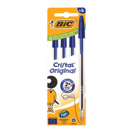 BIC Cristal Original Pens 4 Pack - Blue