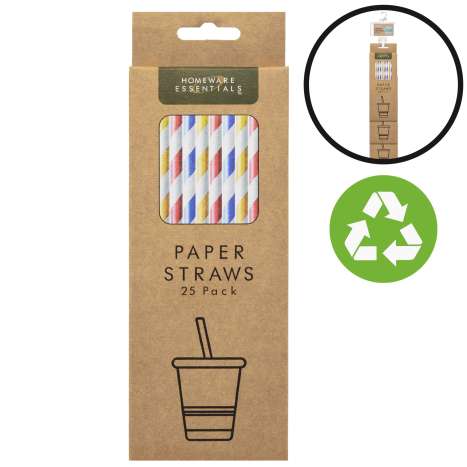 Homeware Essentials Paper Straws 25 Pack