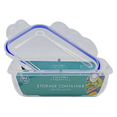 Homeware Essentials Storage Container with Clip Lock Lid (1300ml)