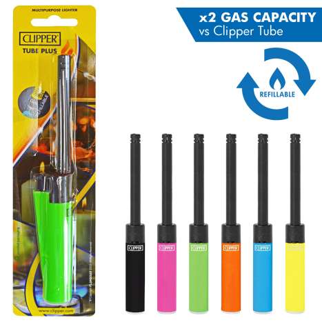 Clipper Tube Plus Utility Lighter - Assorted Colours