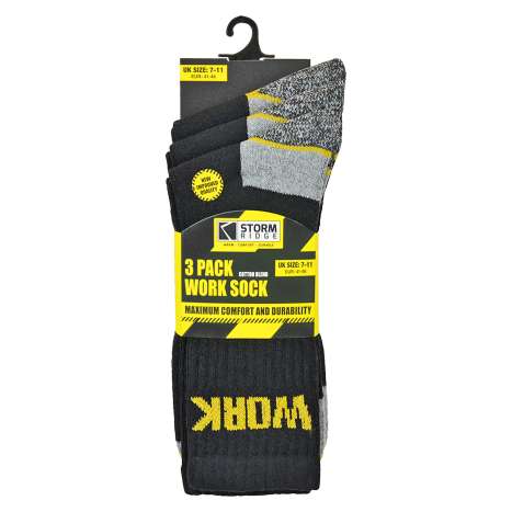 Storm Ridge Work Socks (Size 7-11) 3 Pack