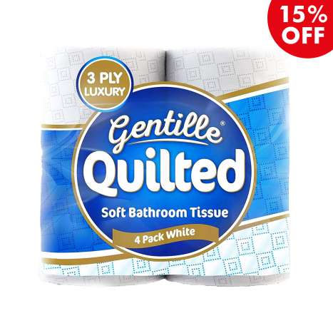Gentille Quilted White Toilet Paper Luxury (3 Ply) 4 Pack