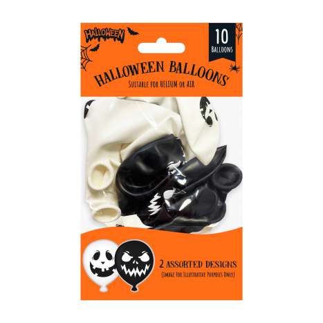 Halloween Balloons (25cm) 10 Pack - Assorted Designs