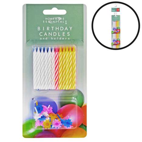 Homeware Essentials Birthday Candles 24 Pack - Loaded Clip Strip