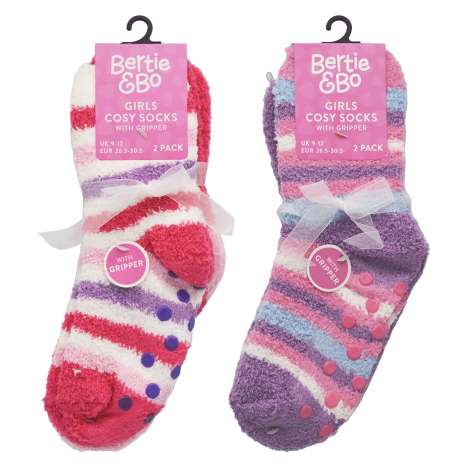 Ladies Brushed Assorted Slipper Socks With Grippers by Foxbury 12