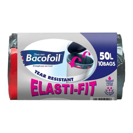 Bacofoil Elasti-Fit Triple Layer Bin Liners (50L) - Roll of 10