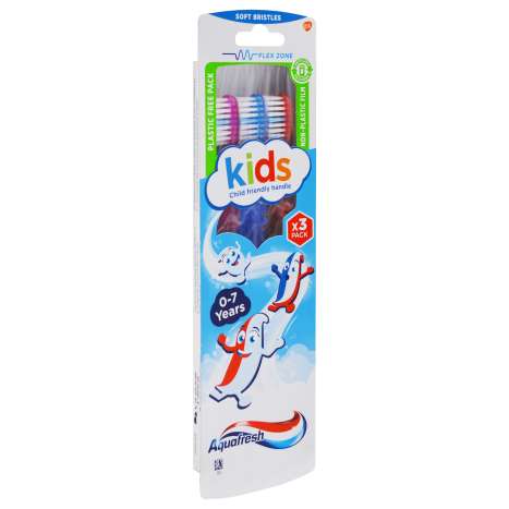 Aquafresh Kids (0-7 Years) Soft Bristles Toothbrush 3 Pack