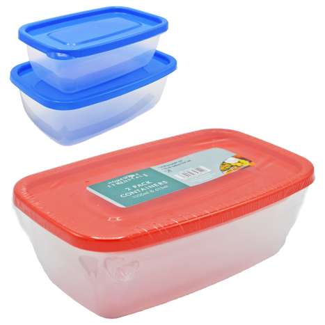 Homeware Essentials Plastic Food Containers (613ml & 1050ml) 2 Pack