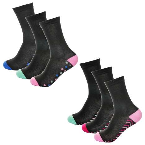 Foxbury Ladies Cotton Rich Heel & Toe Socks (Size: 4-7) 3 Pack - ZigZag / Stars