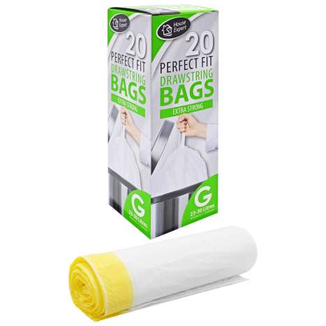 Extra Strong Drawstring Tall Pedal Bin Liners (23-30L) - Roll of 20