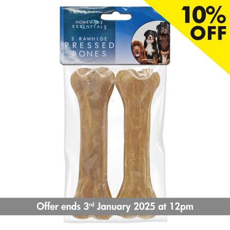 Homeware Essentials Rawhide Pressed Bones (Approx 140g/15cm) 2 Pack