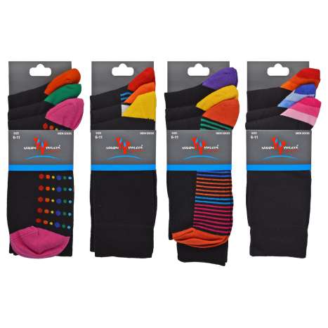 Men's Moon Walker Quality Socks (Size: 6-11) 3 Pack - Assorted Designs