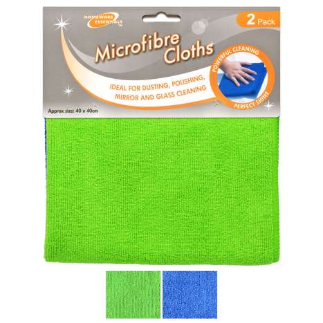 Homeware Essentials Microfibre Cloths (40cm x 40cm) 2 Pack