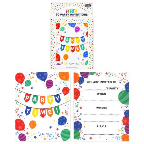 Party Invitations 20 Pack - Balloons