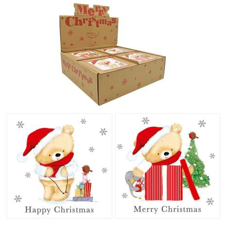 Boxed Kraft Christmas Cards In Display Box 12 Pack - Bears