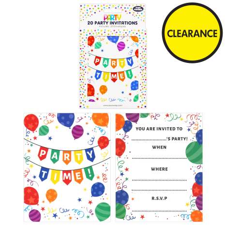 Party Invitations 20 Pack - Balloons