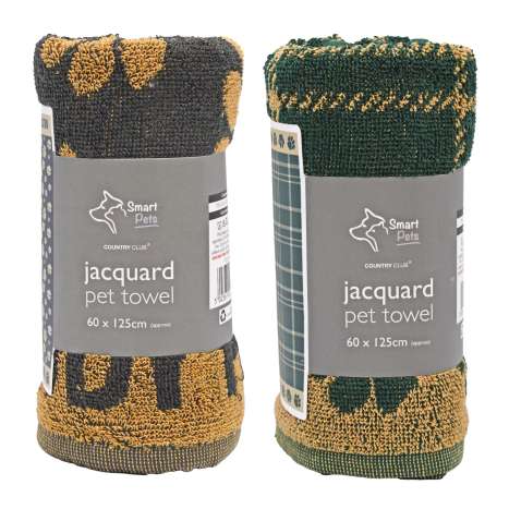 Country Club Jacquard Pet Towel (60cm x 125cm) - Assorted Designs