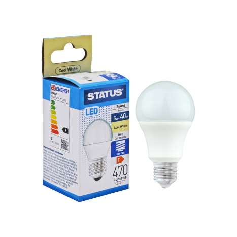 Status LED Round Golf Ball Light Bulb (5w=40w) Large Screw (E27)